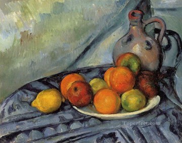 Still life Painting - Fruit and Jug on a Table Paul Cezanne Impressionism still life